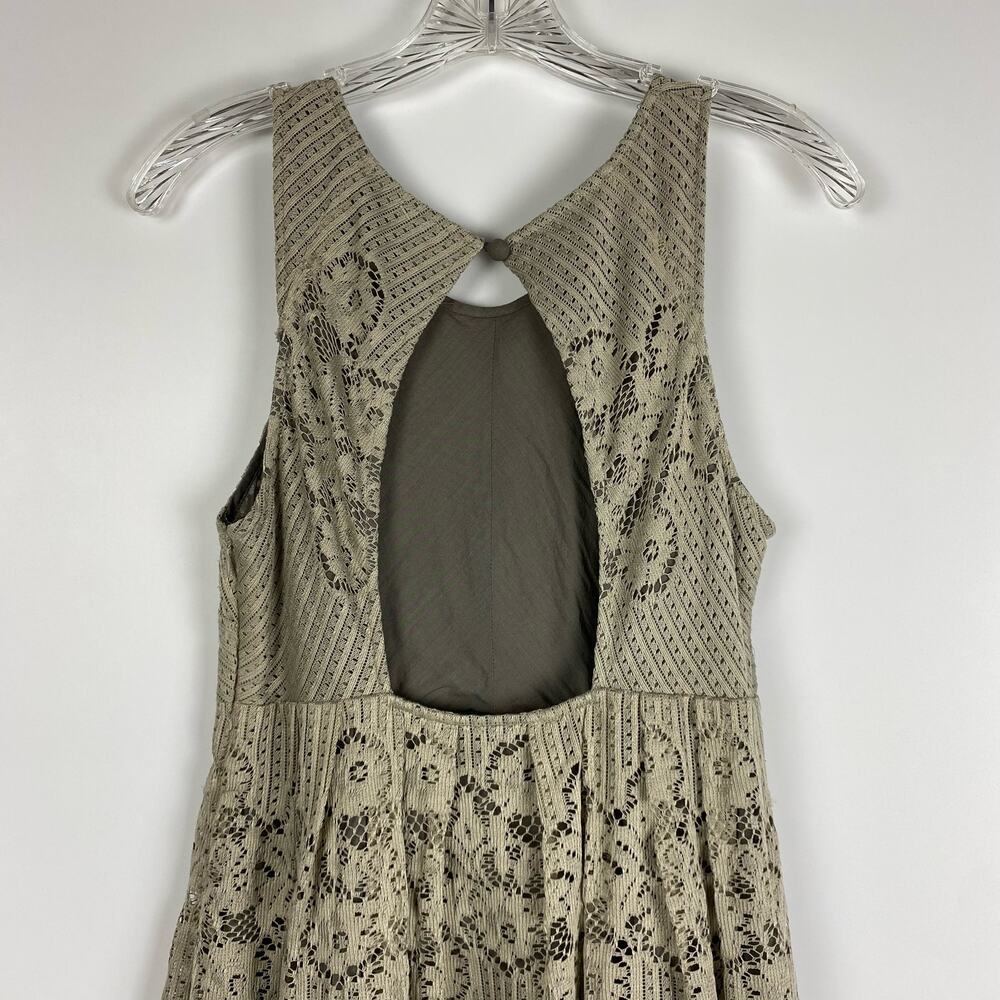 Free People Rocco Lace Dress Stone Gray Keyhole Back Womens Size 4 - Picture 9 of 11
